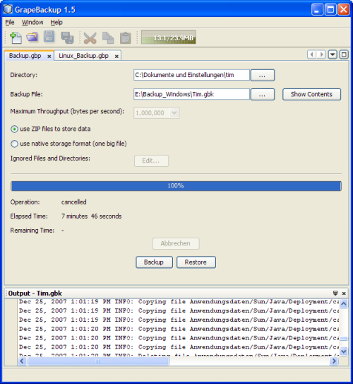 GrapeBackup 1.5 on Windows XP